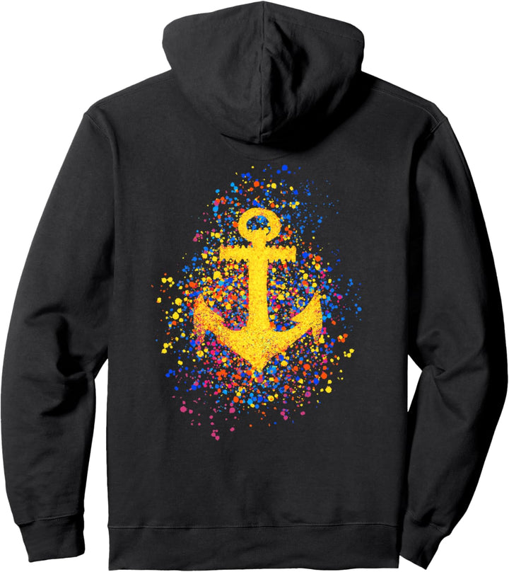 Anker Bunte Farbspritzer Farbkleckse Seemann Segeln See Ahoi Pullover Hoodie