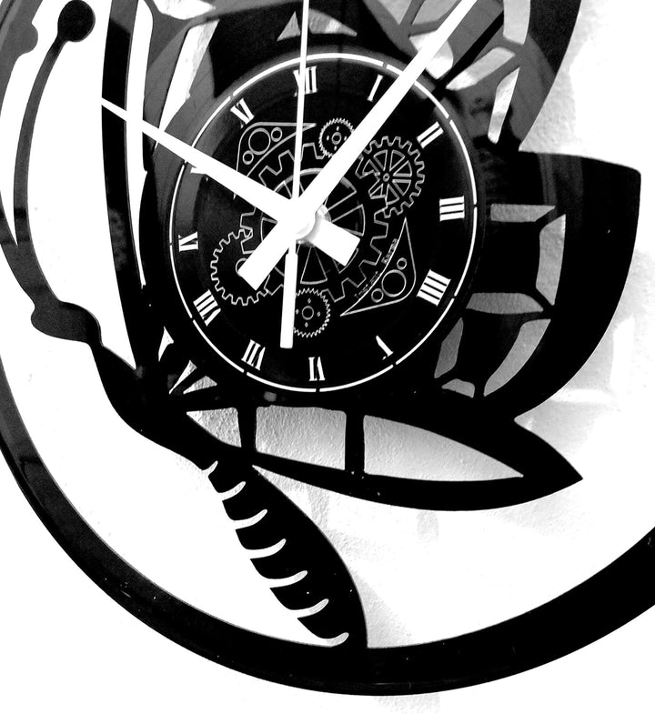 Instant Karma Clocks Vinyl Schallplattenuhr Schmetterlinge Motiv Butterfly Animal Housewarming Gesch