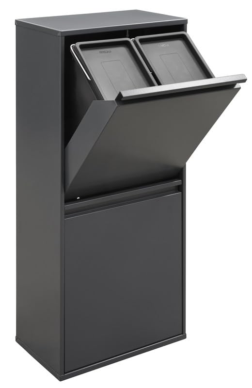 ARREGUI Basic CR404-B Mülltrennsystem aus Stahl | 3 Fächer Mülleimer für die Küche | 3 Fach Abfallei