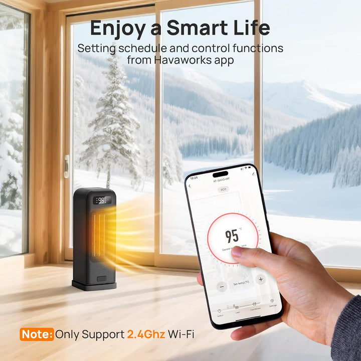 Energiesparender Heizlüfter, 1500W Tragbare PTC Keramik Heizlüfter Leise, 70° Oszillierwaend, 12-Std