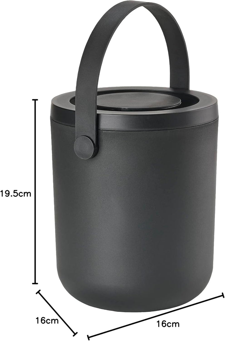 Zone Denmark Circular Bio Mülleimer, Abfallbehälter, Durchm. 16 cm, Höhe 19,5 cm, 3 Liter, Schwarz B
