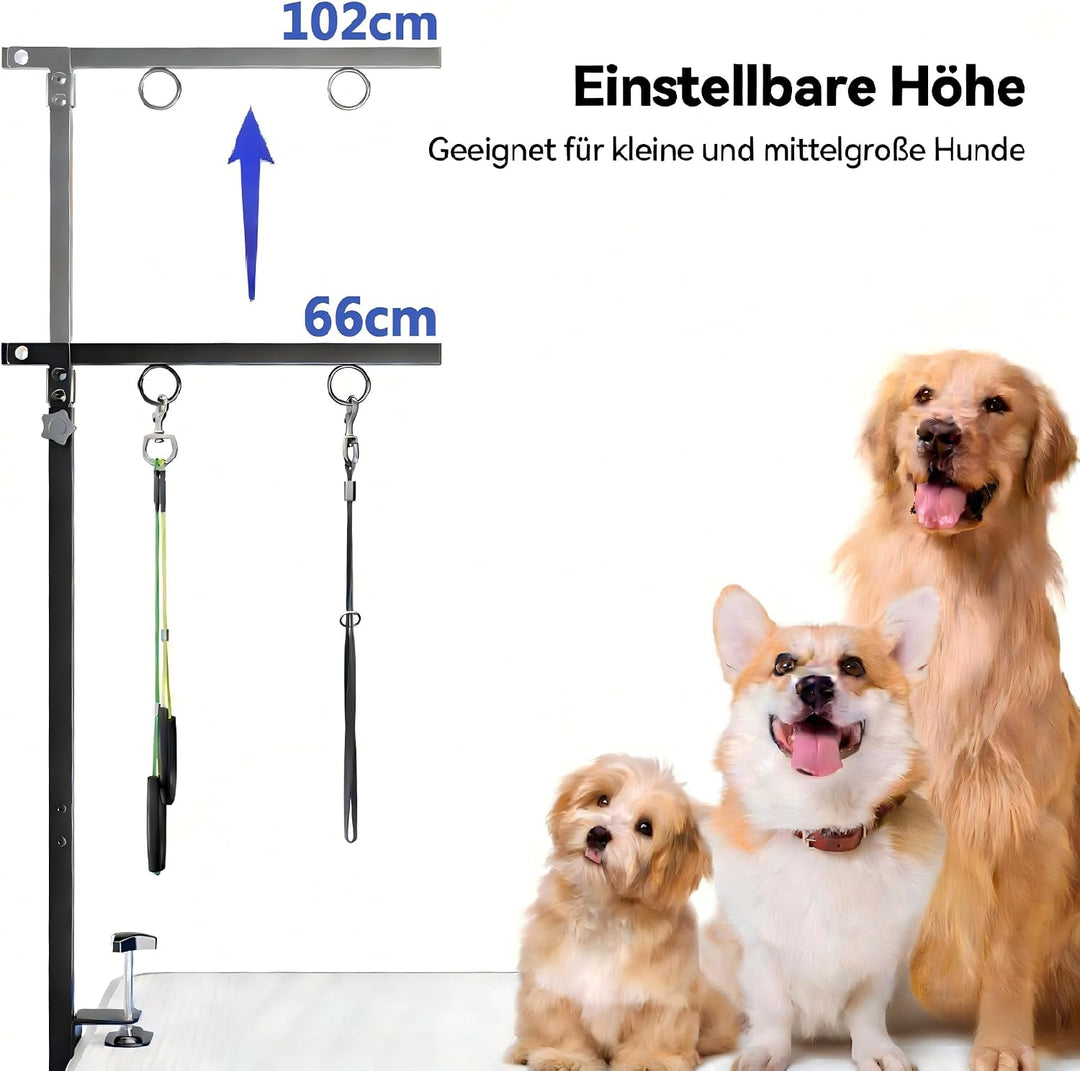Faltbarer Hundepflegetisch-Arm mit Tischklemme – Höhenverstellbar 66–102 cm, Grooming-Arm mit Hängem