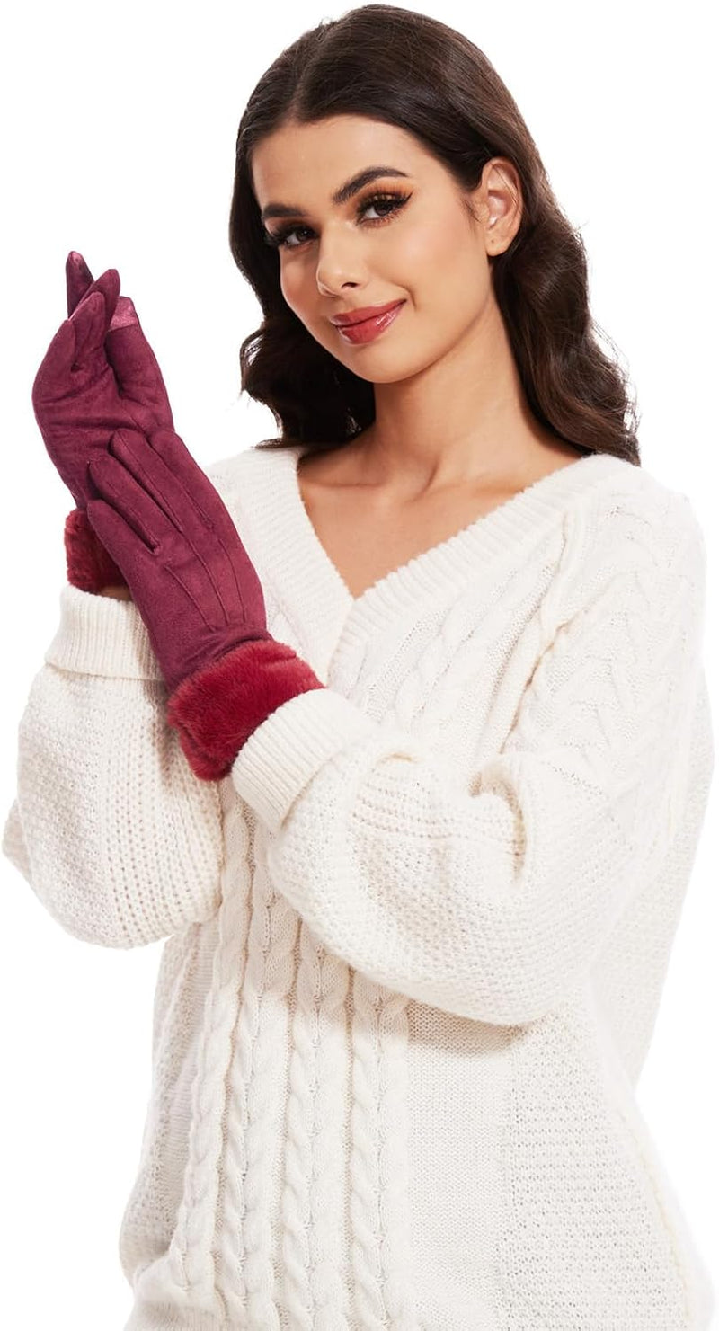 vislivin Handschuhe Damen Winter Warm Handschuhe Touchscreen Handschuh mit Gefütterte Fuchsia M, Fuc