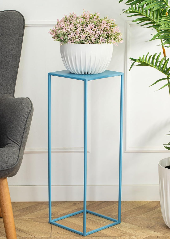 HowHomely Blumenständer Metall Blau 70 cm Hoch - Solider und Robuster Blumenhocker Metall - Pflanzen