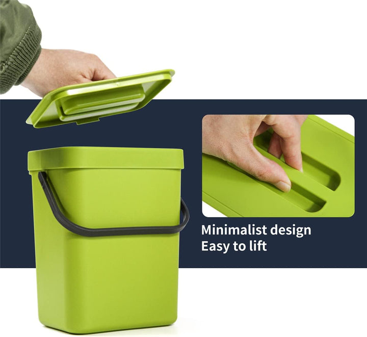 Spesh Biomülleimer Küche 2er-Set(5L+3L) Kunststoff Komposteimer Geruchsdicht Aufhängbar Abfalleimer