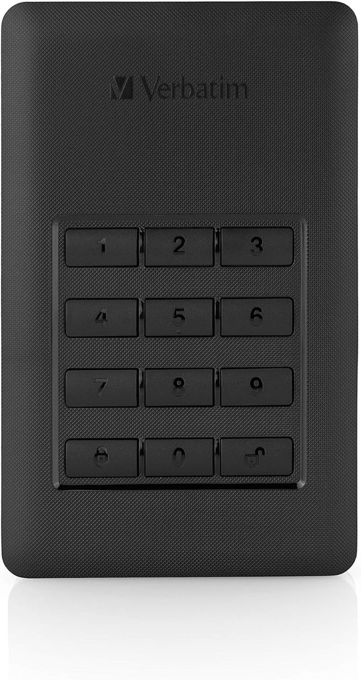 Verbatim Store ‘n’ Go Secure Portable I 2 TB I Schwarz I Externe Festplatte mit Code-Zugang I USB 3.