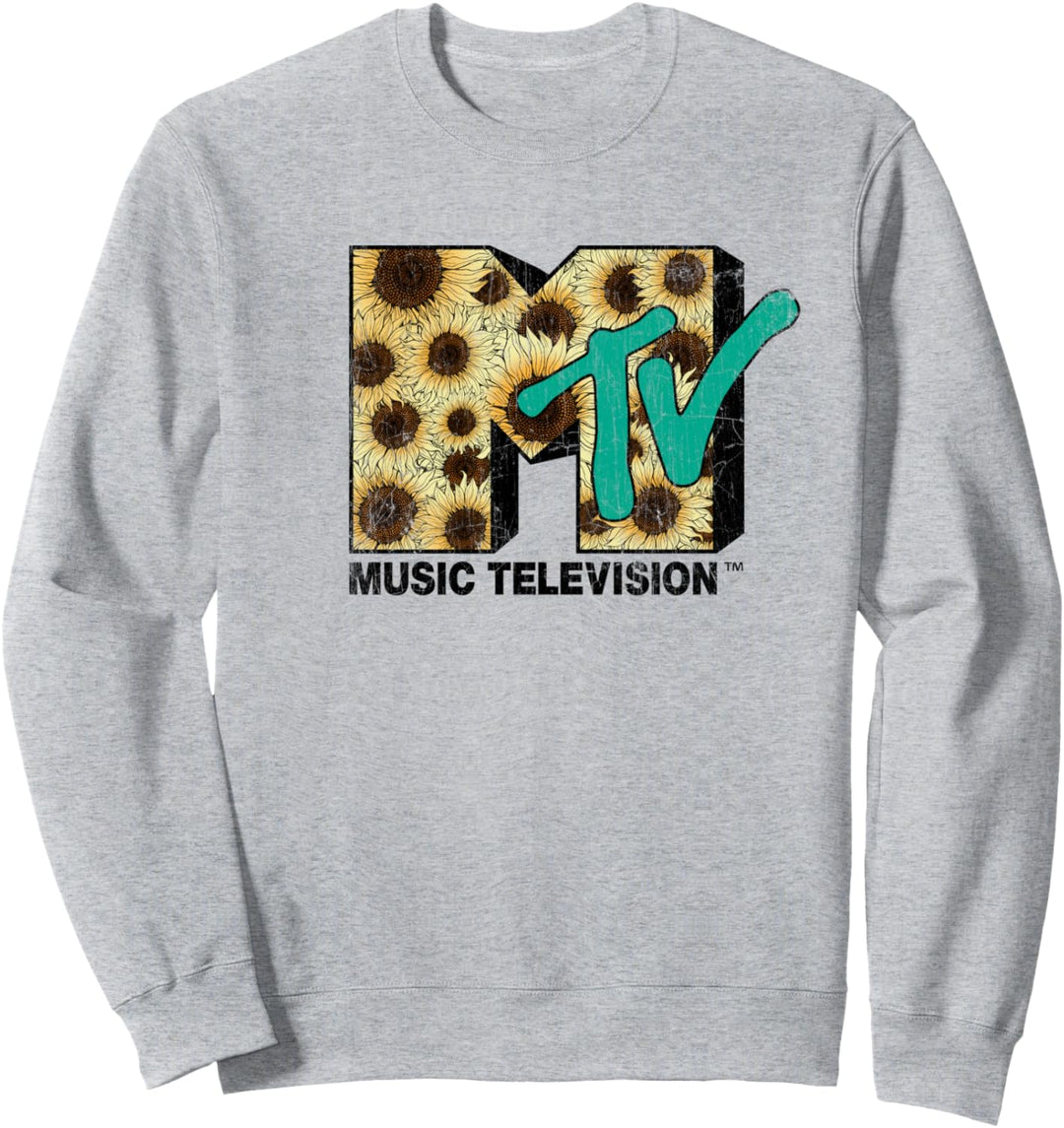 MTV Distressed Vintage Sunflower Logo Sweatshirt