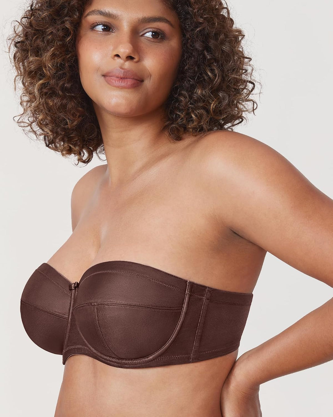 DELIMIRA Damen Trägerloser BH mit Bügel | Grosse Grössen, Bandeau Dirndl BHs, ohne Polster, mit Abne
