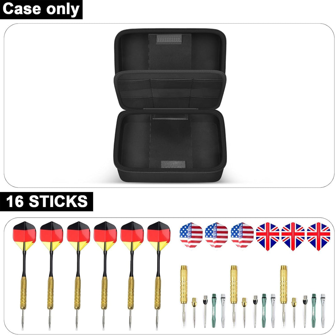 16 Dart Tasche Tragetasche, Schützender Dartcase für Stahl/ Soft Tip Darts, Flüge, Wellen, tragbare
