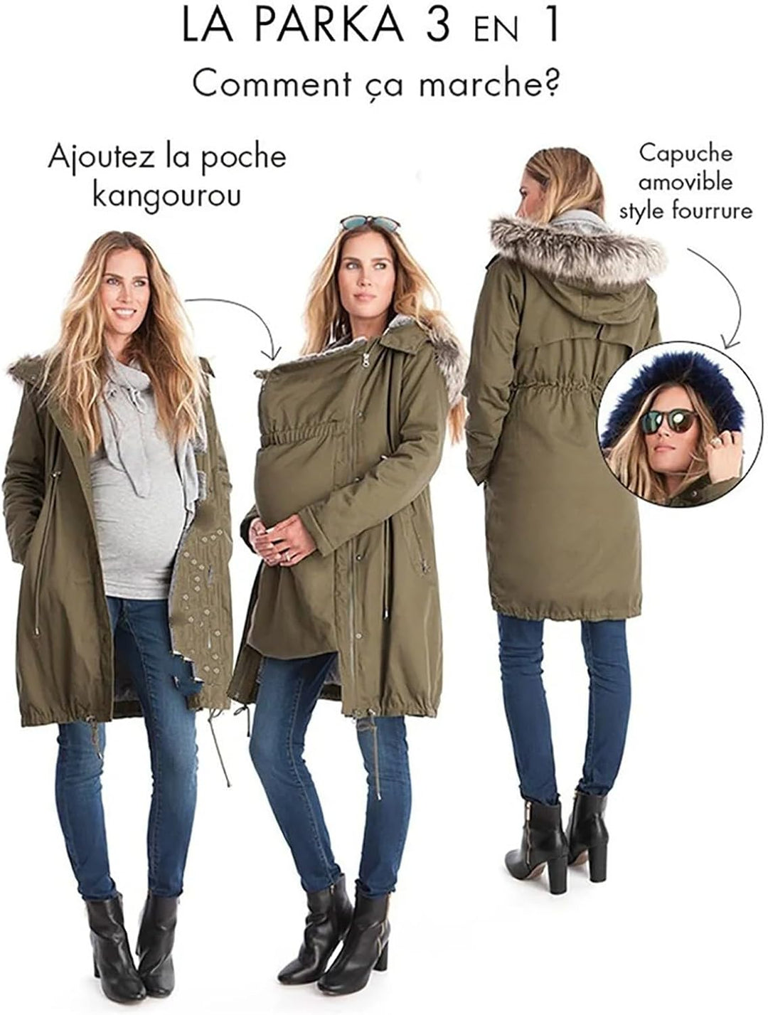 Fannyfuny Winterjacke Damen Lang Warm Baumwolljacke Tragejacke Umstandsjacke Umstandsmode Winter 3 I