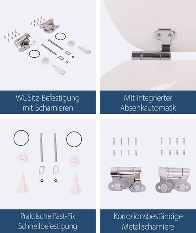 Sanitop Wingenroth WC-Sitz Befestigung Nr. 11 | Befestigungs-Set für Toilettendeckel mit Absenkautom