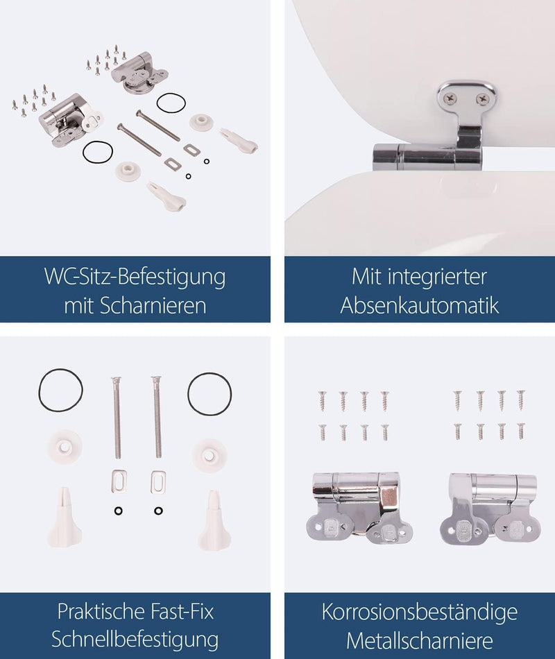 Sanitop Wingenroth WC-Sitz Befestigung Nr. 11 | Befestigungs-Set für Toilettendeckel mit Absenkautom