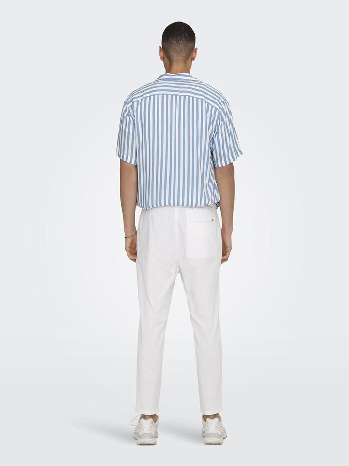 ONLY &amp; SONS Herren Sweatpant ONSLINUS Crop LIN - Tapered Fit - XS S M L XL XXL S Bright White, S Bri