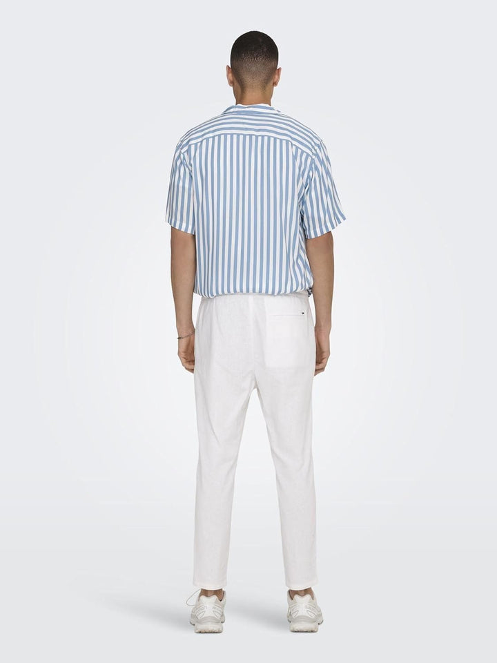 ONLY &amp; SONS Herren Sweatpant ONSLINUS Crop LIN - Tapered Fit - XS S M L XL XXL, Bright White
