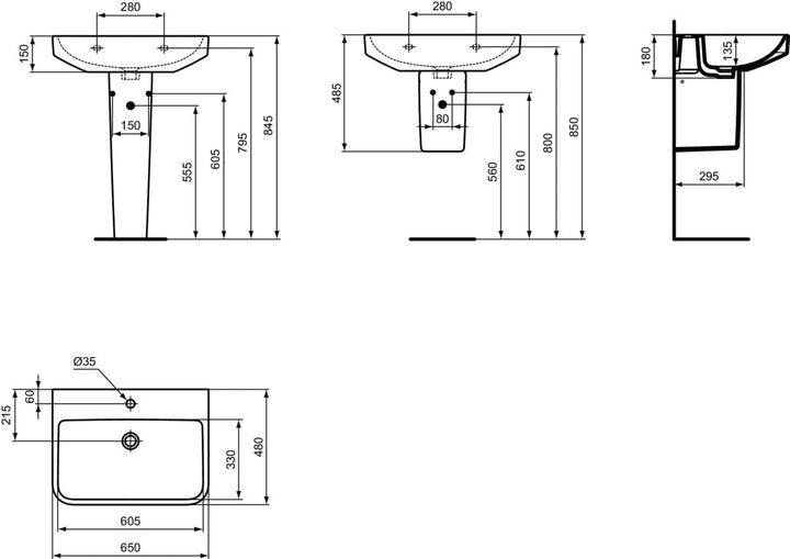 Ideal Standard I.Life Siphonabdeckung halbe Säule für Waschbecken Badezimmer Zubehör Weiss T534601