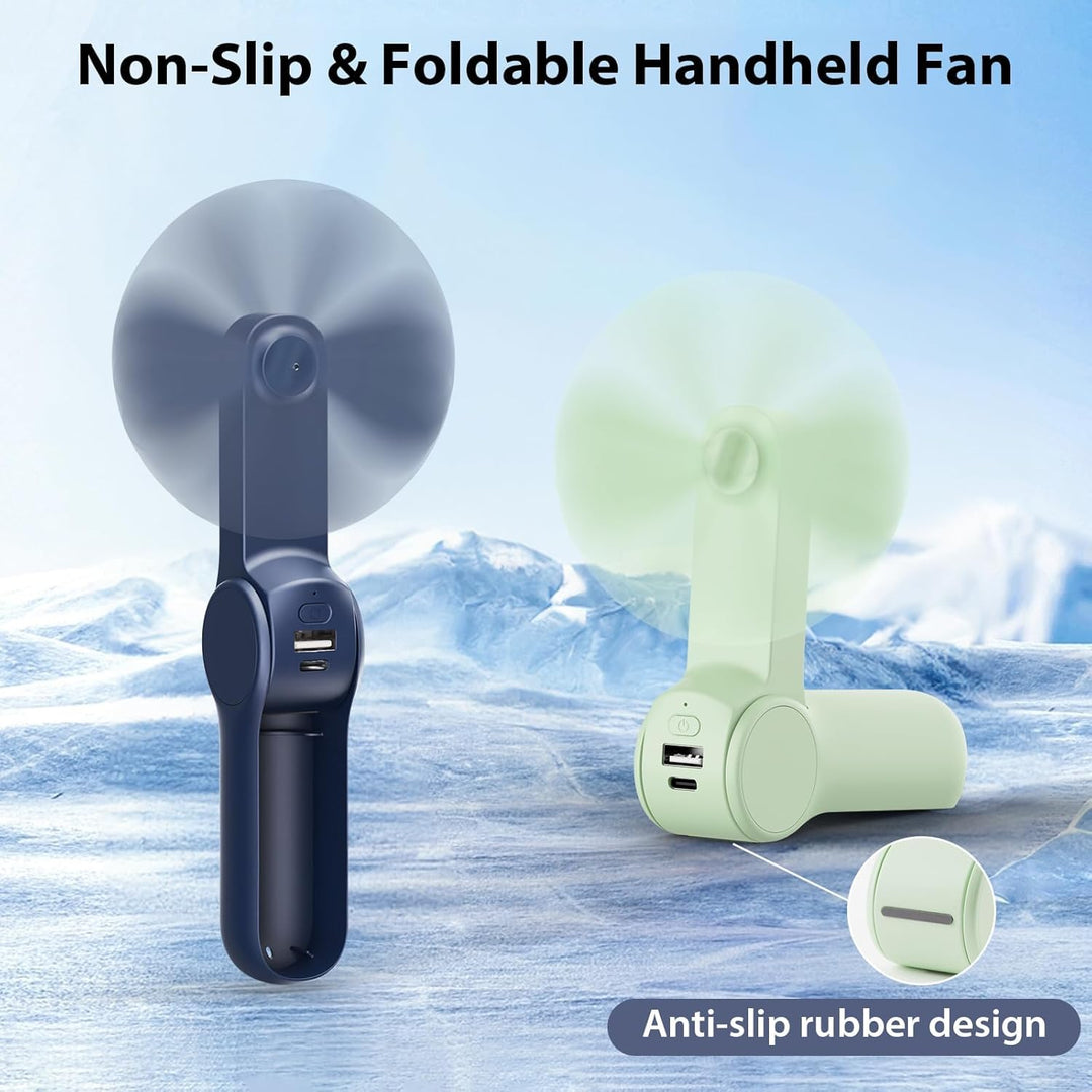 JATEKA Handventilator, Mini Ventilator mit 2500 mAh Powerbank USB Akku Aufladbar, Batteriebetrieben