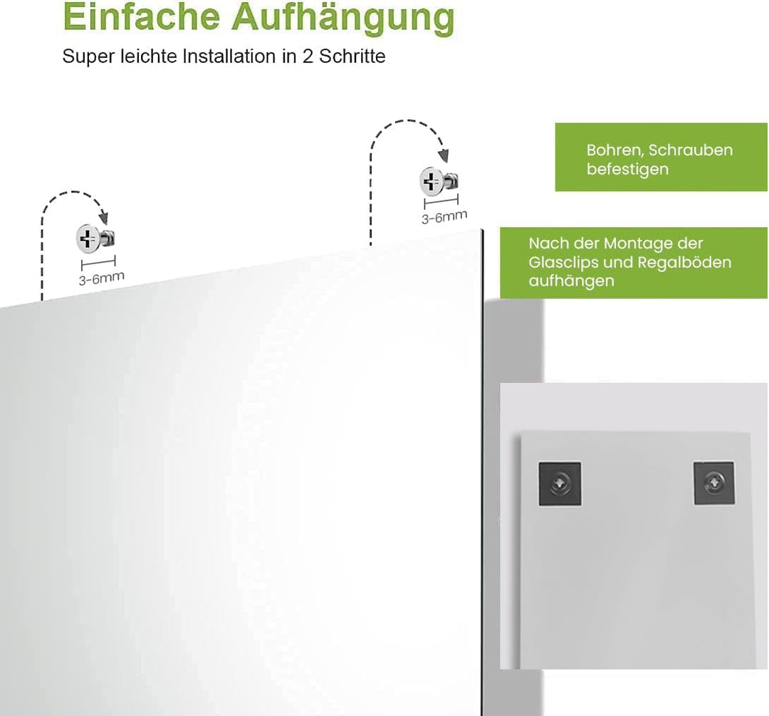 S'AFIELINA Spiegel mit Ablage 45x60 cm Badspiegel mit Ablagen wandspiegel mit ablage Dekospiegel Typ