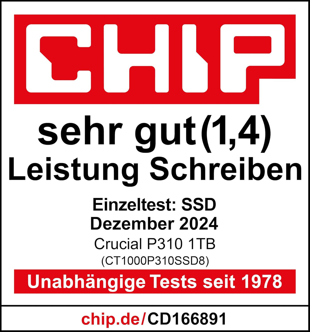 Crucial P310 SSD 1TB M.2 2280 PCIe Gen4 NVMe Interne SSD, bis 7.100 MB/s, Laptop und Desktop PC komp
