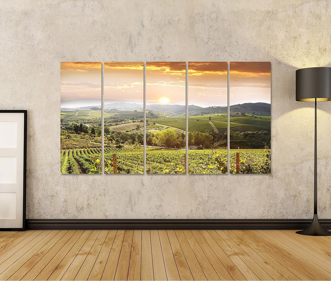 islandburner Leinwandbild Chianti Weinberg Landschaft In Der Toskana Italien - Leinwand 160x80cm - 5