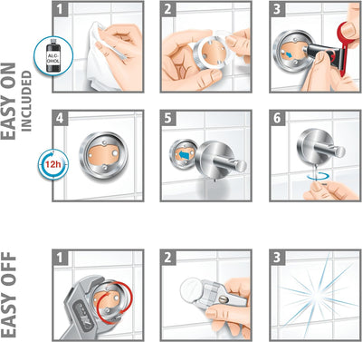 tesa KLAAM Handtuchstange, verchromt - Badetuchhalter - zur Wandbefestigung ohne Bohren, inkl. Klebe