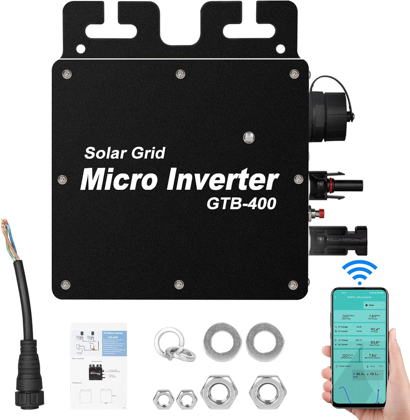 BuyWeek 400W Micro Solar Grid Tie Inverter Micro Wechselrichter IP65 Wasserdichter WiFi APP Steuerun