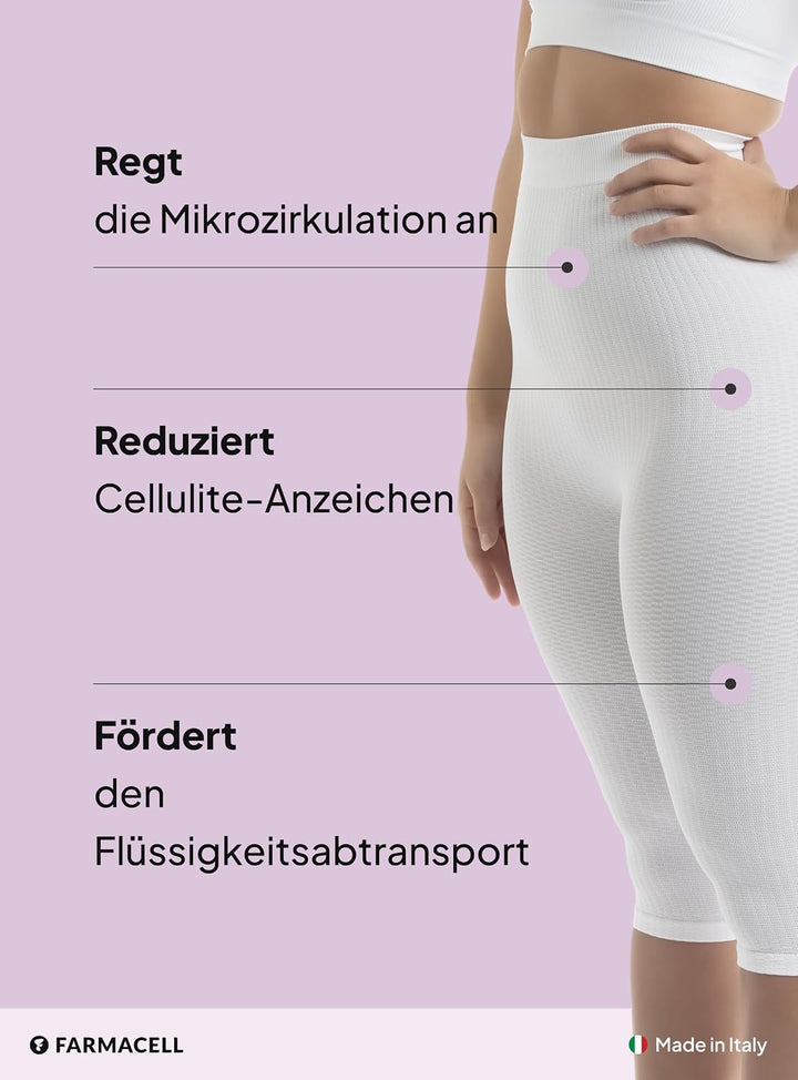 FarmaCell 123 Massierende reduzierende Miederhose Hohe Taille unter dem Knie, S-M Wei&amp;