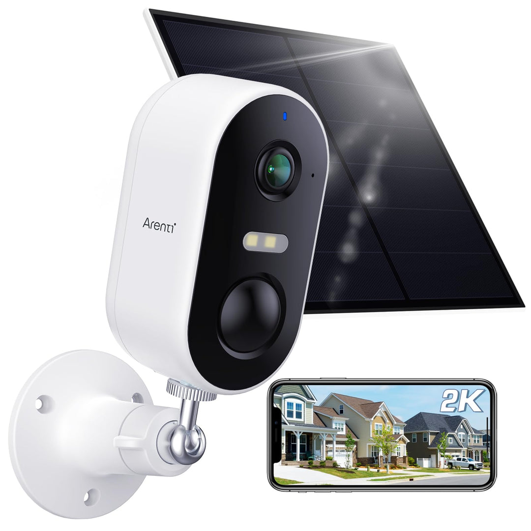 ARENTI 2K/3MP Überwachungskamera Aussen Akku mit Solar IP Kamera, WLAN Kamera Überwachung Aussen, Na
