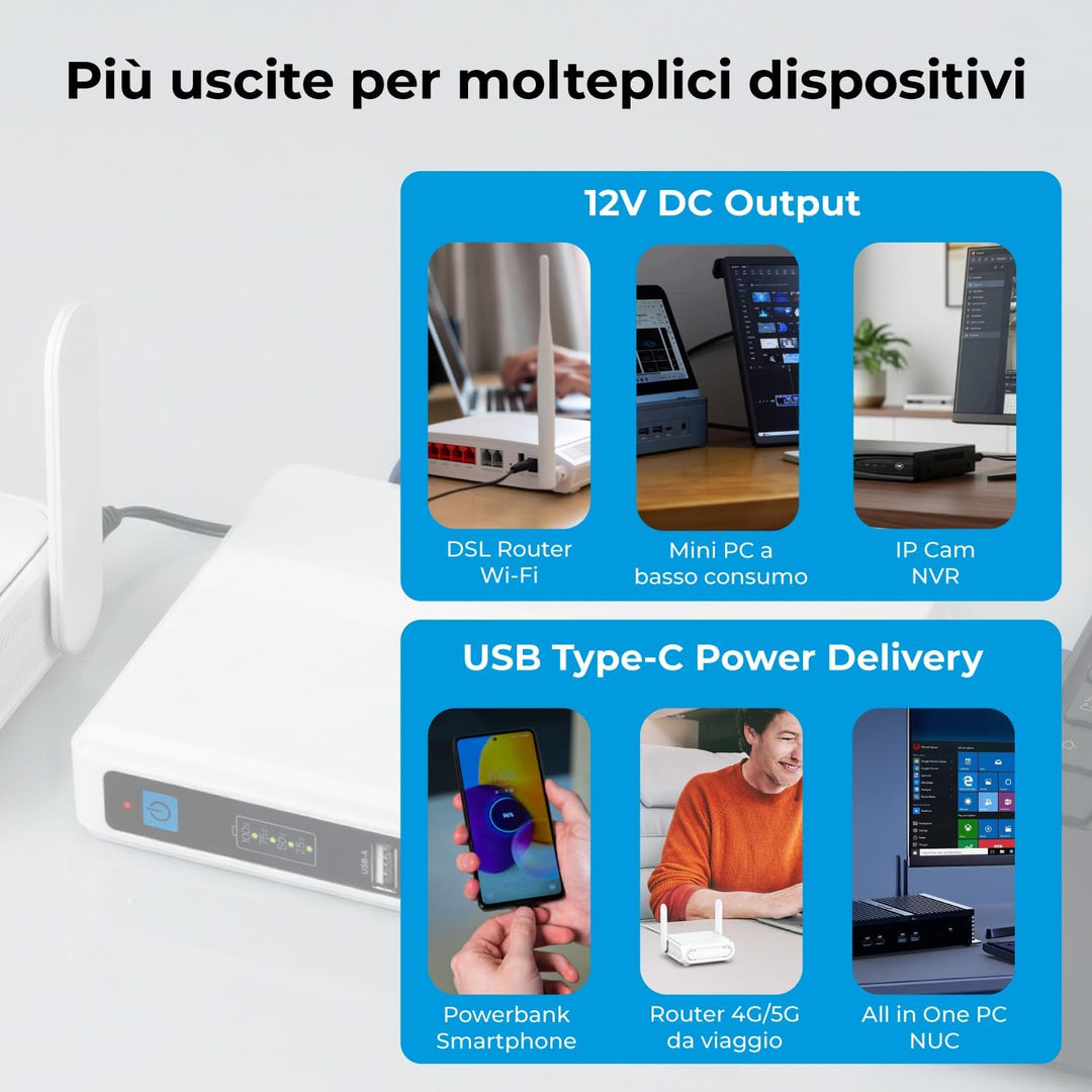 VulTech UPS60PWTC-DC Mini USV 4350 mAh 60 Watt 0ms Tragbare Unterbrechungsgruppe für Router Wireless