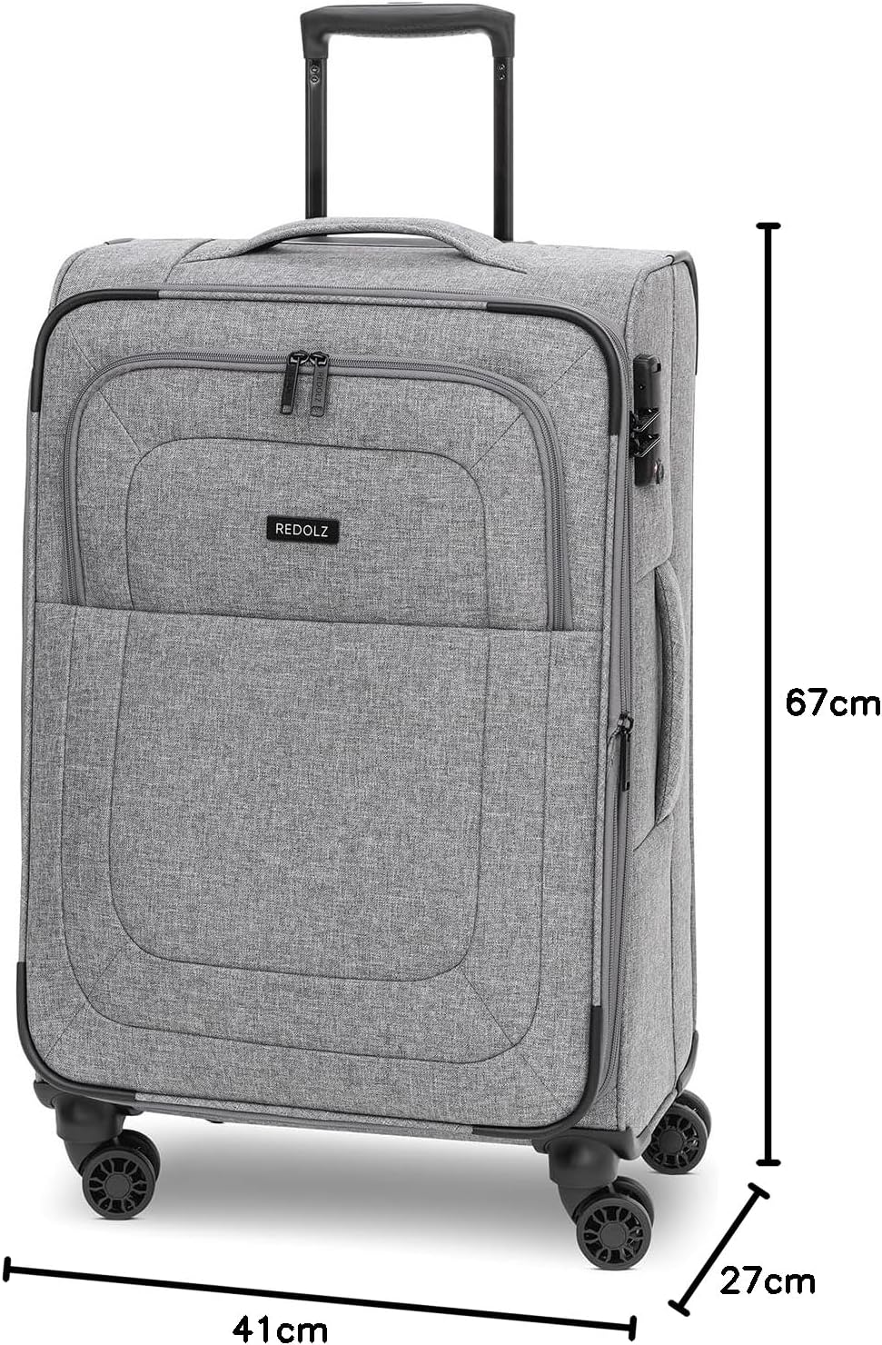 REDOLZ MEDIUM Weichschalen Koffer für Männer & Frauen | Leichter Trolley 67 cm mit 4 Doppelrollen &