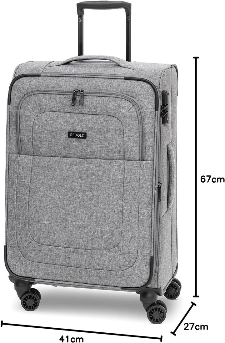 REDOLZ MEDIUM Weichschalen Koffer für Männer & Frauen | Leichter Trolley 67 cm mit 4 Doppelrollen &