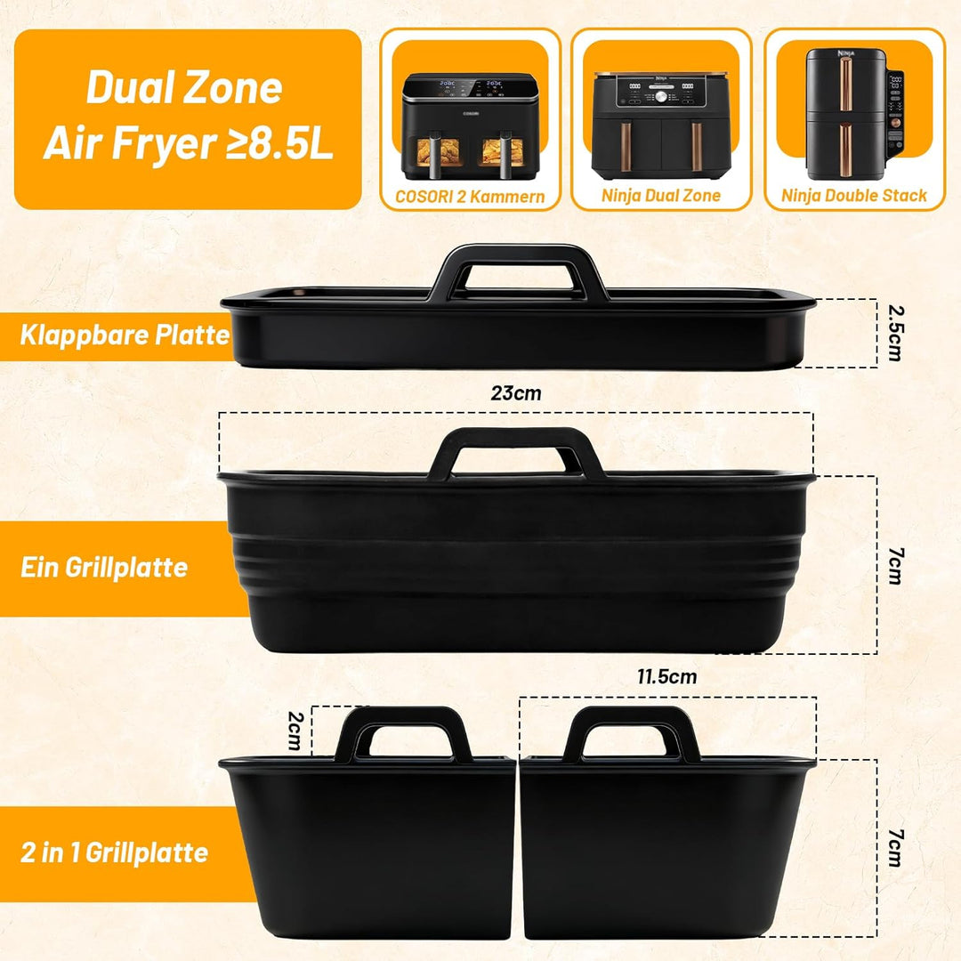 4 Stück Ninja Heissluftfritteuse Silikonform für Ninja AF400EU SL400EU AF451EU 9,5L | COSORI 8,5L |