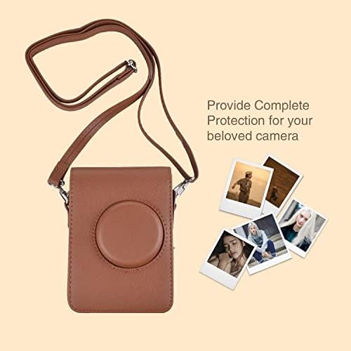 Rieibi Mini EVO Kameratasche, Vintage PU Leder Hülle Schutzhülle für Fujifilm Instax Mini EVO Sofort