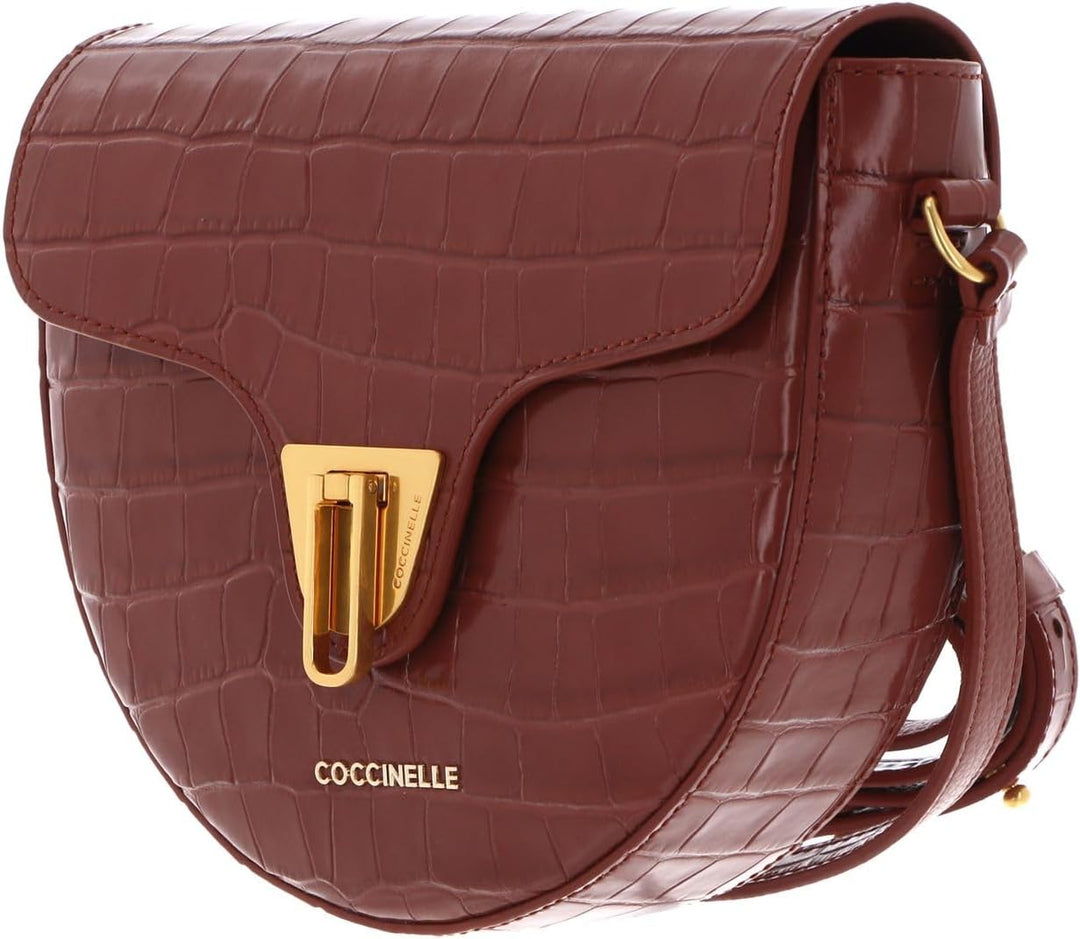 Coccinelle Beat Croco Shiny Soft Crossover Bag Cinnamon