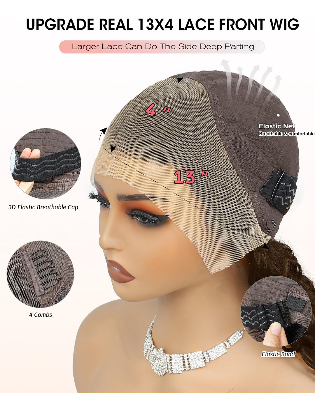 Tunfine Highlight Ombre Human Hair Straight Wig for Women 13x4 Lace Front Wig with Pre-Plucked Hairl