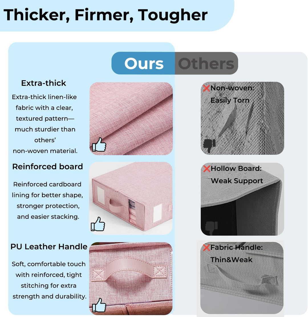 3er-Set Bettwäsche Organizer, über 40% schwerer, Bettwäsche Aufbewahrungsbox mit Sichtfenster, Besch