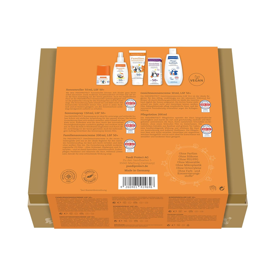 PAEDIPROTECT Sonnencreme Familien Set Sonne LSF 50+, für Baby, Kinder und Erwachsene, parfümfreier S