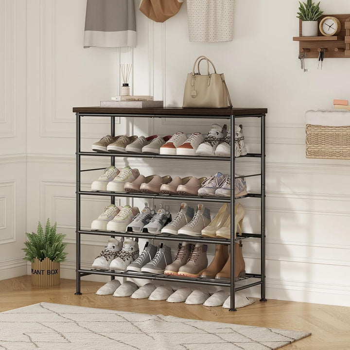 Schuhregal mit 4 Ebenen,Schuhregale aus Hochleistungsmetall mit MDF-Platte,Geeignet für Eingänge,Sch
