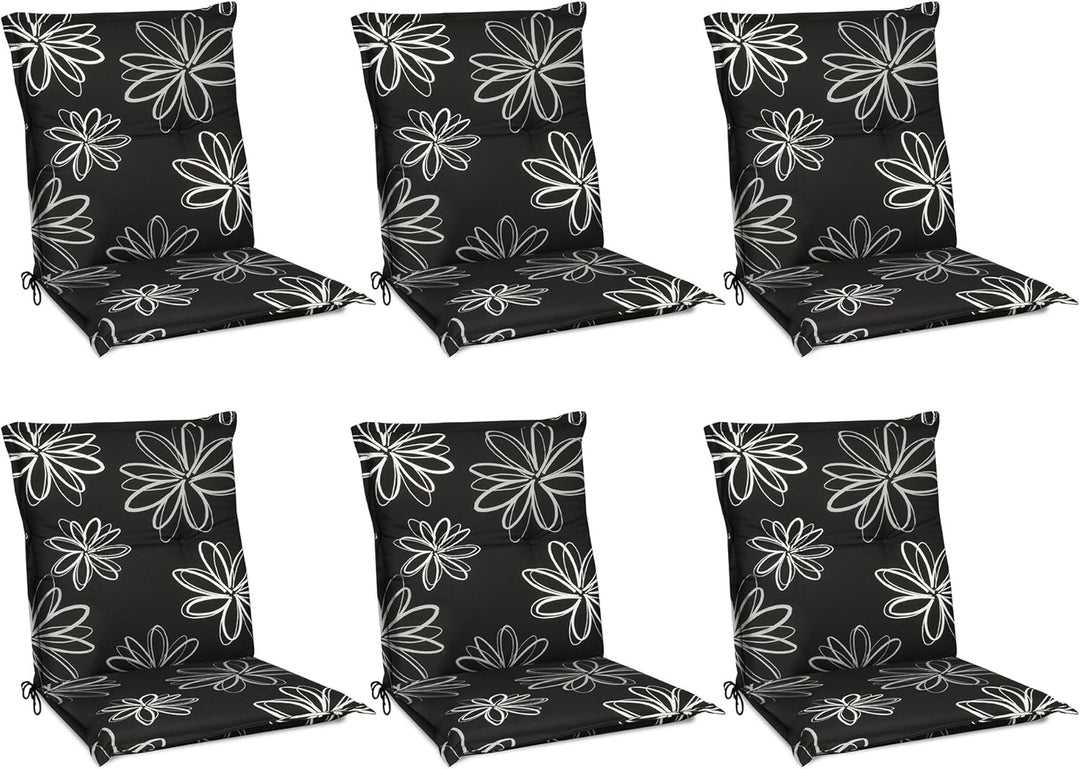 Beautissu Flores Niedriglehner Auflagen 6er Set für Gartenstühle – Sitzpolster 100x50 cm Gartenstuhl