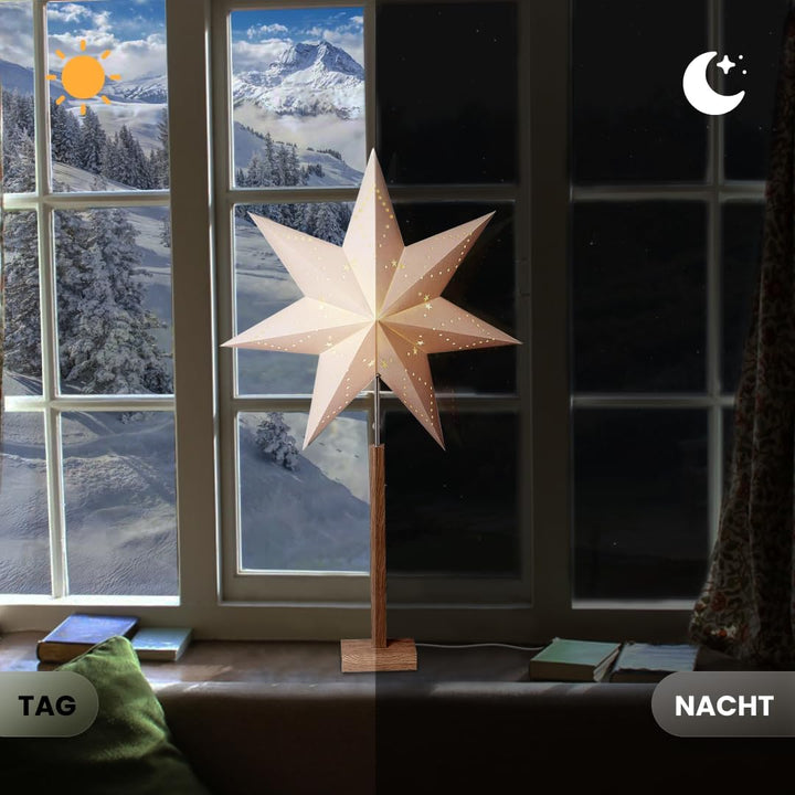 Fensterstern mit Beleuchtung | Weihnachtsdeko Fenster Beleuchtet| Weihnachtsdeko Innen | Papierstern