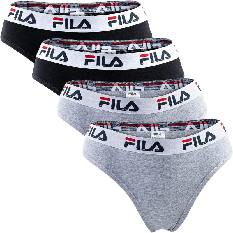 FILA Damen Brazilian Slip - 4er Pack, Vorteilspack, Logo-Bund, Cotton Stretch, Höchste Qualität XS S