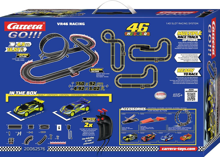 Carrera GO!!! VR46 Ultimate Racing Rennbahn-Set I Rennbahn mit lizensierten Slotcars | bis zu 2 Spie