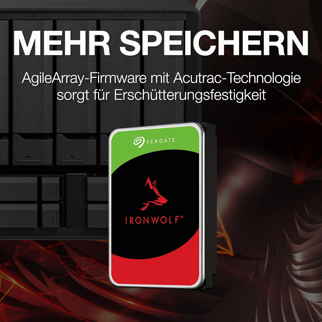 Seagate IronWolf 10TB, NAS interne Festplatte, HDD, 3.5 Zoll, 7200 U/Min, CMR, 256 MB Cache, SATA 6G