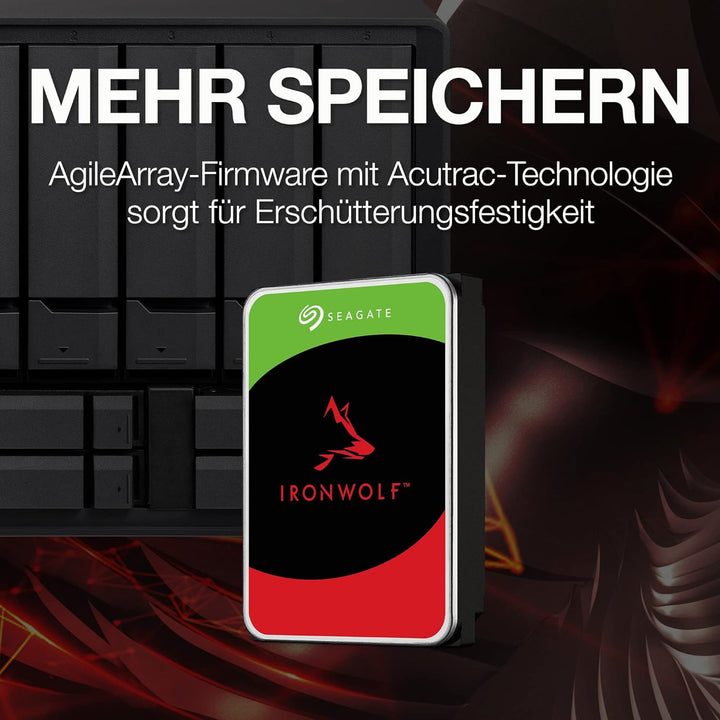 Seagate IronWolf 10TB, NAS interne Festplatte, HDD, 3.5 Zoll, 7200 U/Min, CMR, 256 MB Cache, SATA 6G
