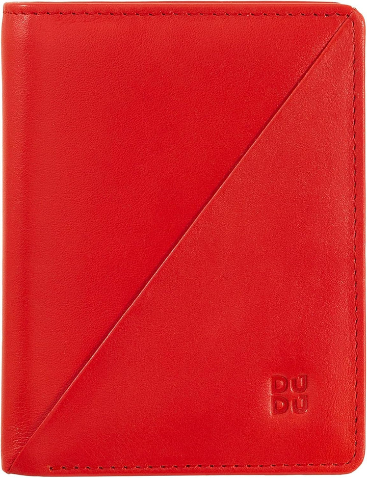 DUDU Kleine Damen-Brieftasche aus farbigem Leder mit Kartenfächern und Münzfach mit Reissverschluss