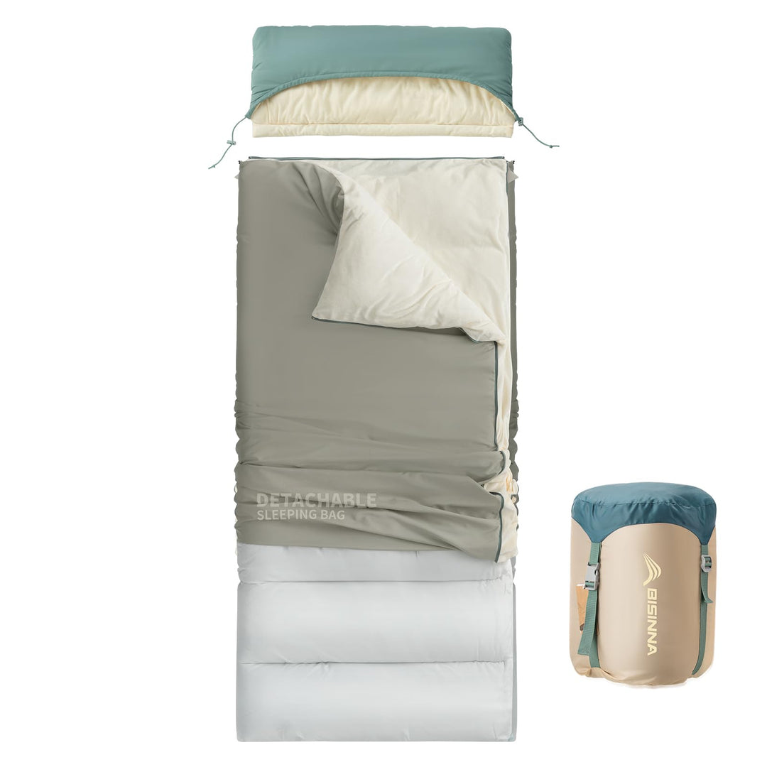 BISINNA 0°C Schlafsack mit abnehmbarem Bezug – Kompakt 4 Jahreszeiten 2.5kg, 2.5kg