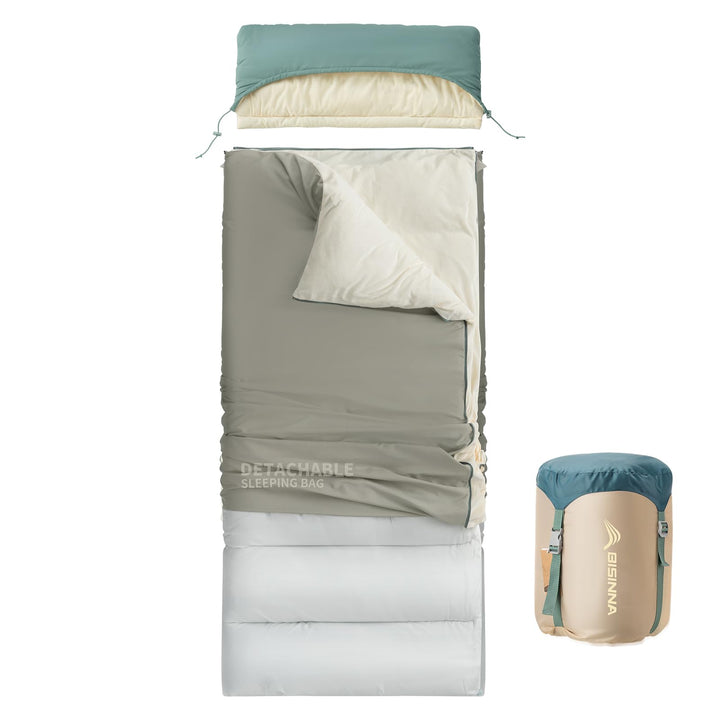 BISINNA 0°C Schlafsack mit abnehmbarem Bezug – Kompakt 4 Jahreszeiten 2.5kg, 2.5kg