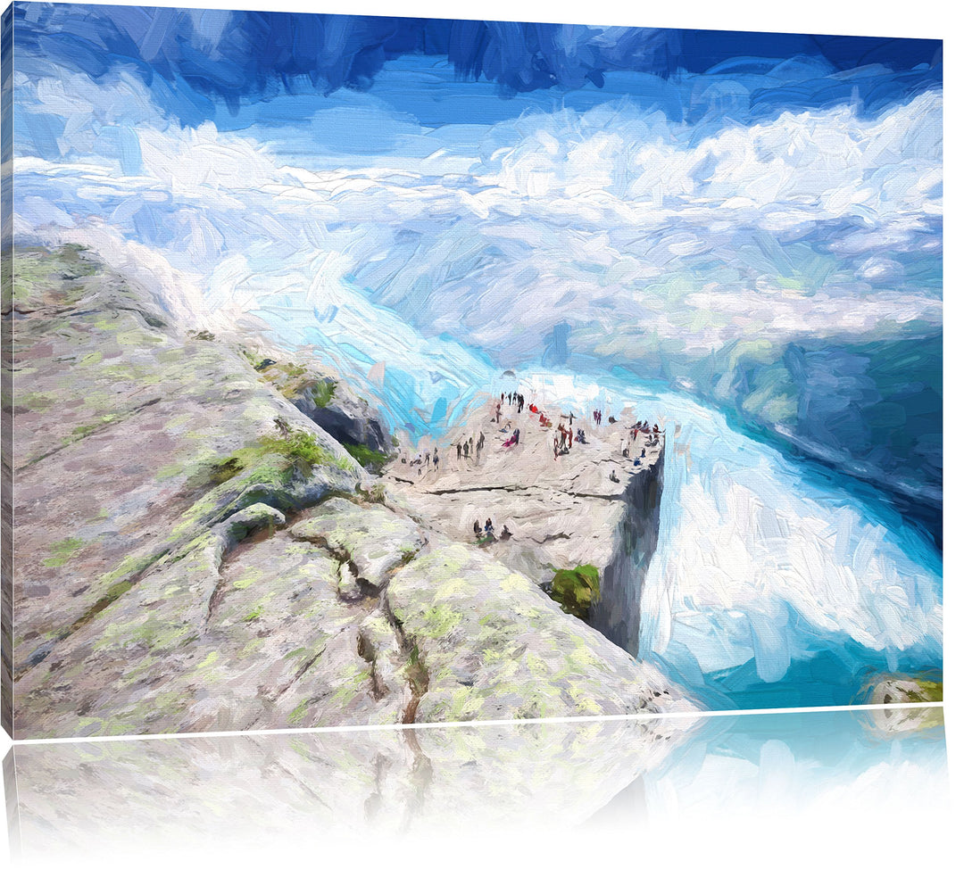 Pixxprint Küste in Norwegen als Leinwandbild/Grösse: 100x70 cm/Wandbild/Kunstdruck/fertig bespannt,