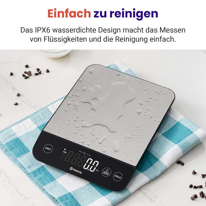 Etekcity Küchenwaage, Küchenwaage Digital 1g genau, 10kg Kitchen Scale mit LED-Display, Tare-Funktio