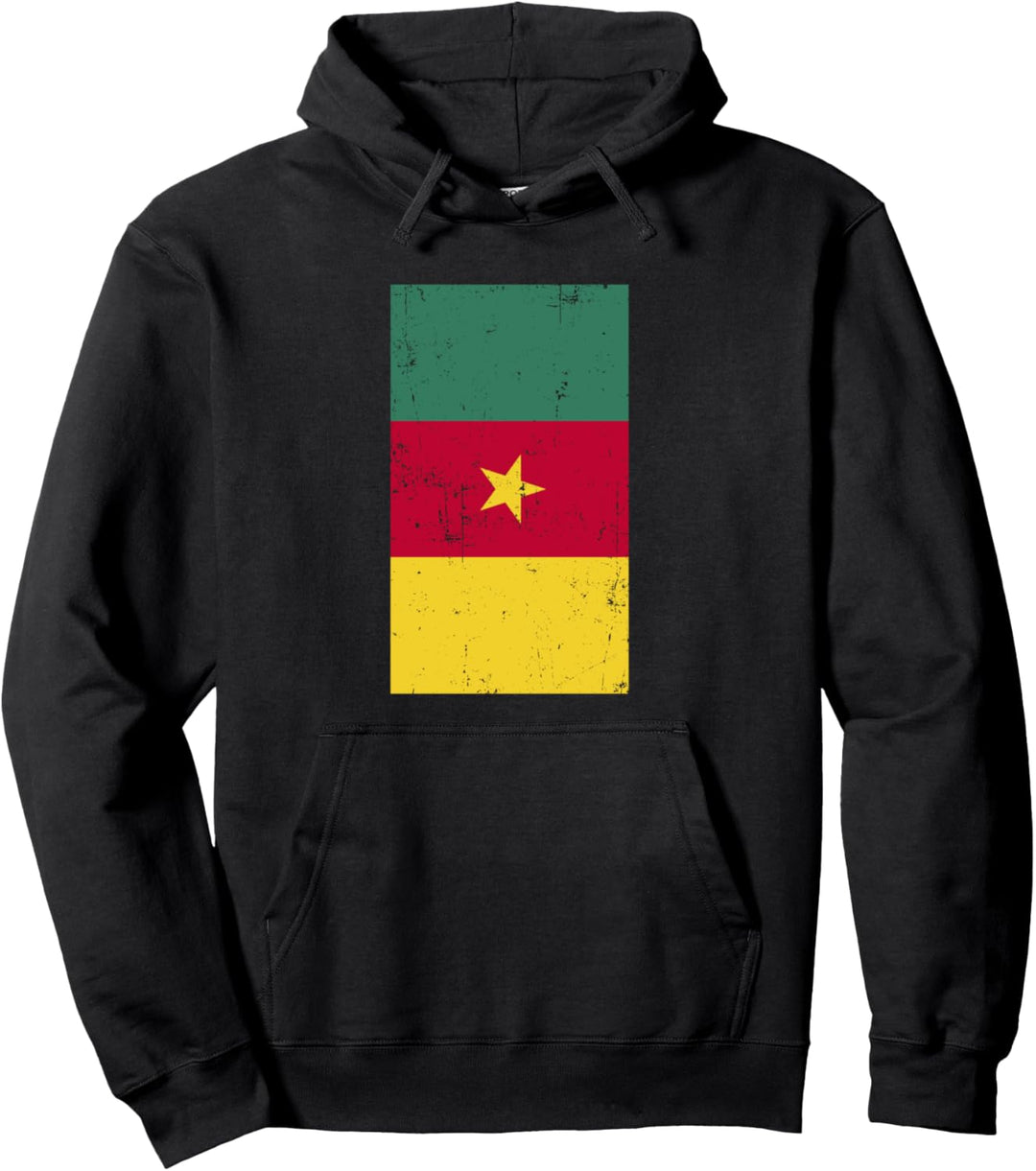 Republic of Cameroon Central Africa Yaoundé Distressed Flag Pullover Hoodie