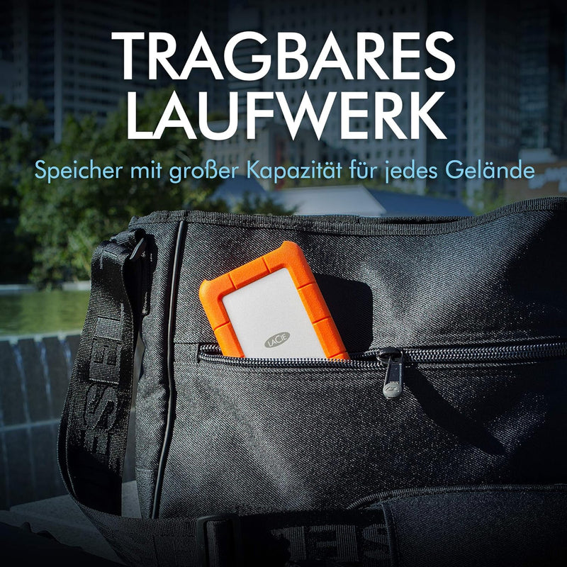 LaCie Rugged Mini 1TB tragbare externe Festplatte, 2.5 Zoll, PC & Mac, inkl. USB-C w/o USB-A Kabel,
